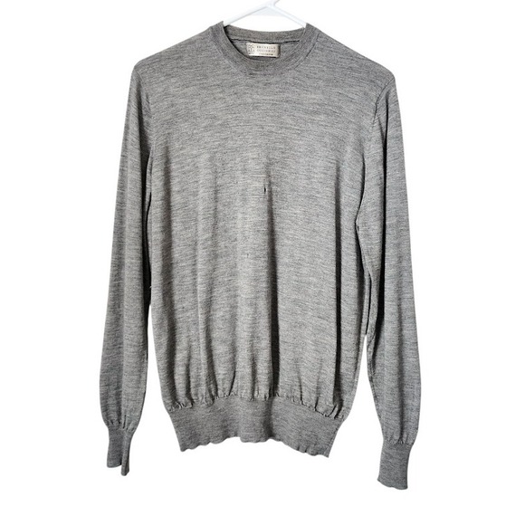 BRUNELLO‎ CUCINELLI Silk Cashmere Crewneck Sweater Gray Luxe Knit Italy